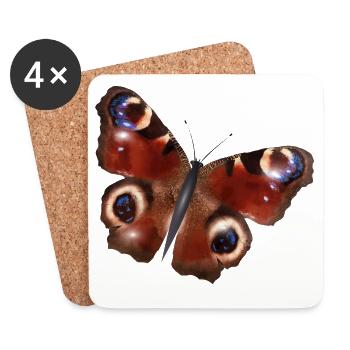 magnifique papillon paon - Dessous de verre (lot de 4) - blanc - Devant