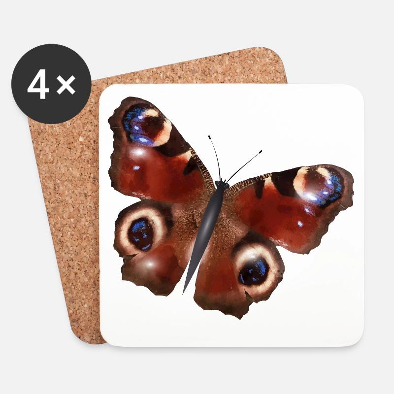 wunderschöne Tagpfauenauge Schmetterling - Untersetzer (4er-Set) - Weiß