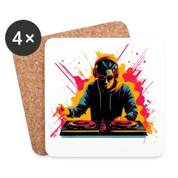 90's DJ Synthwave - Coasters (set of 4) - white - Front