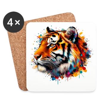 Tiger - Untersetzer (4er-Set) - Weiß - Vorne