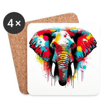 Elefant - Untersetzer (4er-Set) - Weiß - Vorne