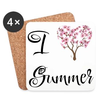 Summer | Summer | Tree | Blossoms | Sunshine - Coasters (set of 4) - white - Front