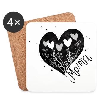 Cœur de maman Fête des mères - Dessous de verre (lot de 4) - blanc - Devant