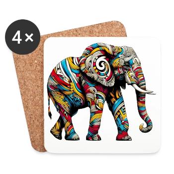 Elefant - Untersetzer (4er-Set) - Weiß - Vorne