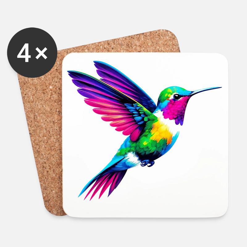 Kolibri - Untersetzer (4er-Set) - Weiß