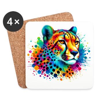 Guépard - Dessous de verre (lot de 4) - blanc - Devant
