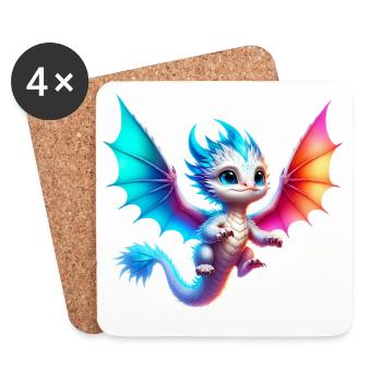 Drache - Untersetzer (4er-Set) - Weiß - Vorne