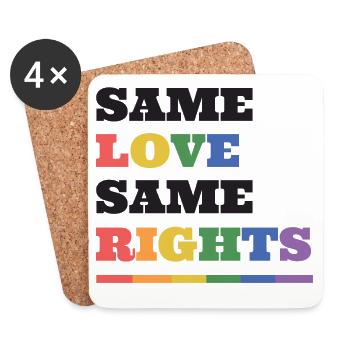 LGBTQ Pride Month - Gleiche Liebe, gleiche Rechte - Untersetzer (4er-Set) - Weiß - Vorne