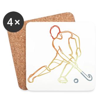 Vintage Field Hockey Sketch - Coasters (set of 4) - white - Front