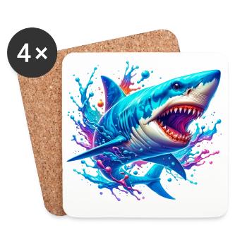 Requin - Dessous de verre (lot de 4) - blanc - Devant