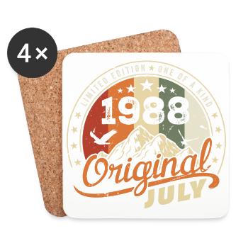 1988 July 1988 Shirt Birthday 1988 Gift - Coasters (set of 4) - white - Front