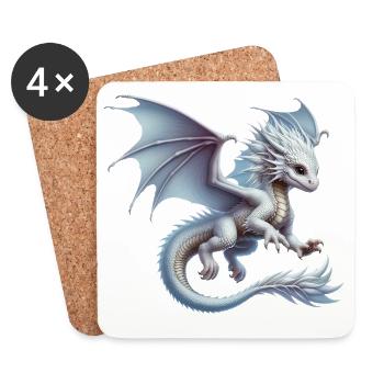 Dragon - Dessous de verre (lot de 4) - blanc - Devant