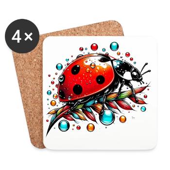 Coccinelle - Dessous de verre (lot de 4) - blanc - Devant