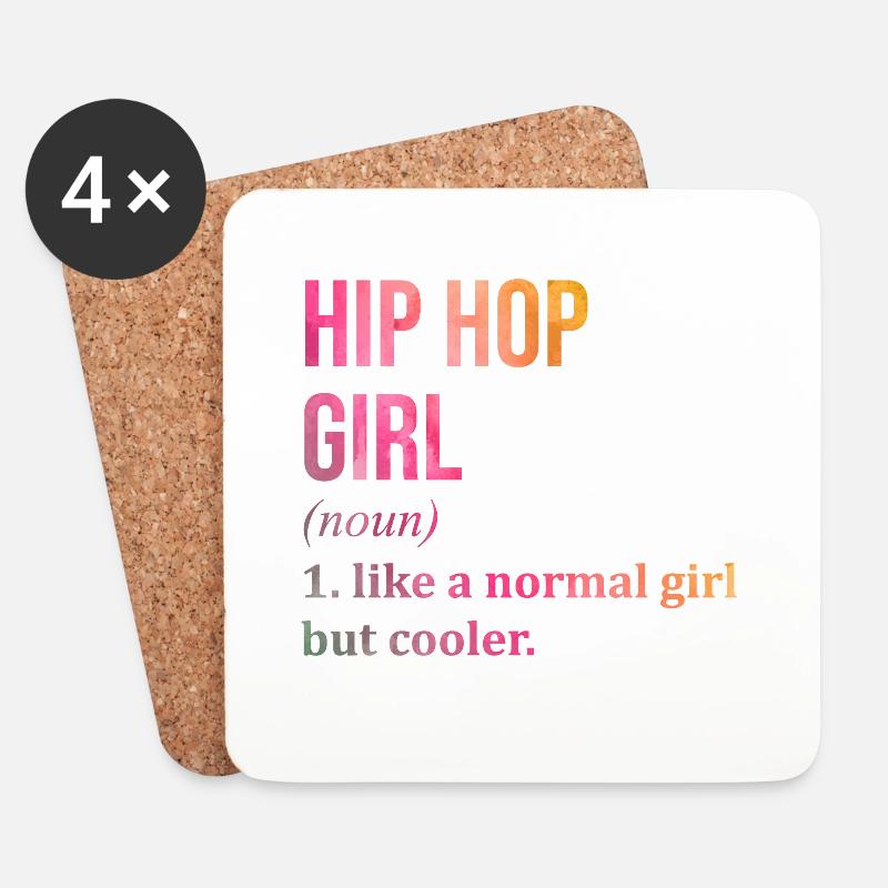 Hip-Hop (Englisch) - Untersetzer (4er-Set) - Weiß