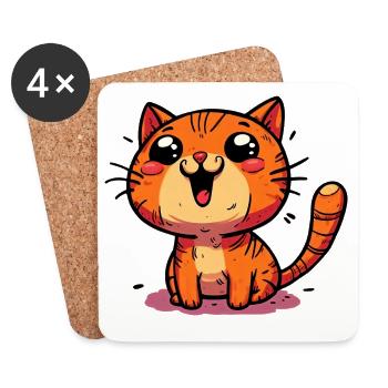 Chat - Dessous de verre (lot de 4) - blanc - Devant