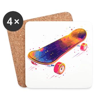 Skateboard Illustration - Untersetzer (4er-Set) - Weiß - Vorne