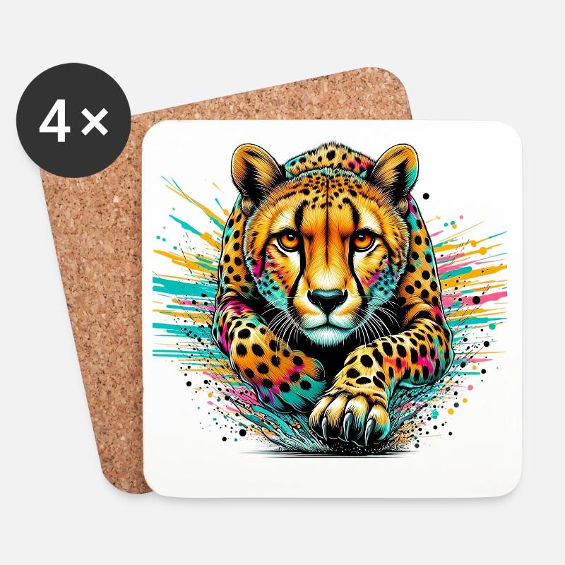 Gepard - Untersetzer (4er-Set) - Weiß