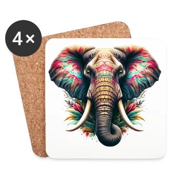 Elefant - Untersetzer (4er-Set) - Weiß - Vorne