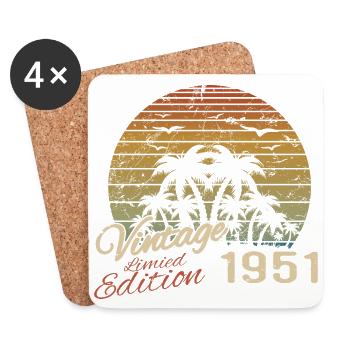 Vintage 1951 Birthday Gift 1951 Retro 1951 - Coasters (set of 4) - white - Front