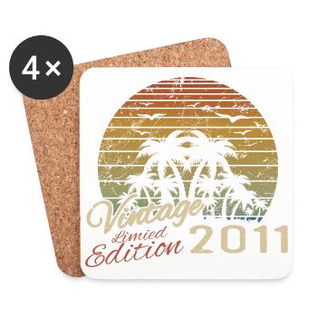 Vintage 2011 Birthday Gift 2011 Retro 2011 - Coasters (set of 4) - white - Front
