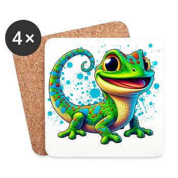 Gecko - Untersetzer (4er-Set) - Weiß - Vorne