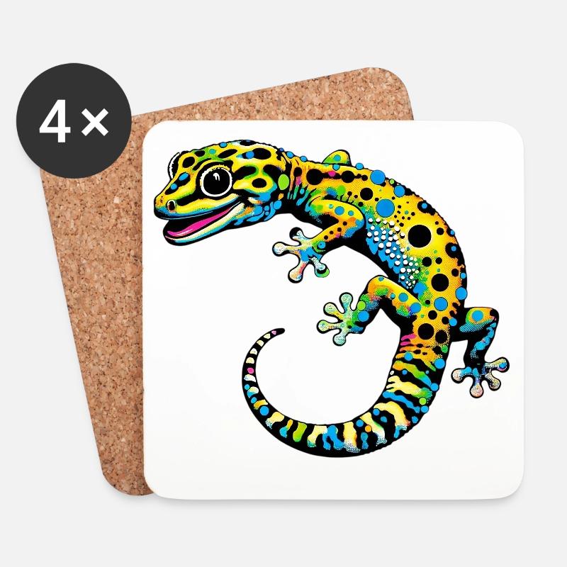 Gecko - Untersetzer (4er-Set) - Weiß