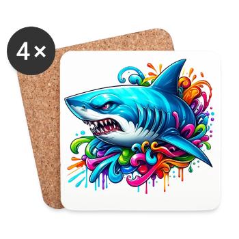 Shark - Coasters (set of 4) - white - Front