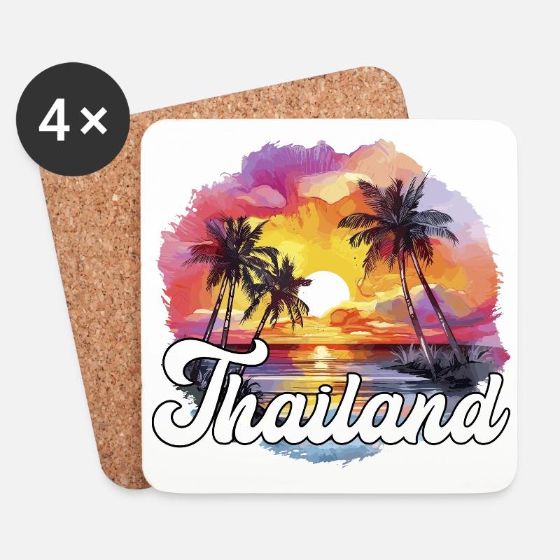 Thailand Reise Reiseziel Urlaubsreise Urlaub - Untersetzer (4er-Set) - Weiß