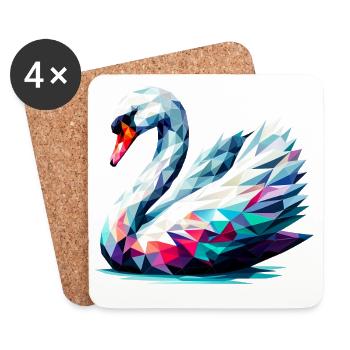 Cygne polygonal - Dessous de verre (lot de 4) - blanc - Devant