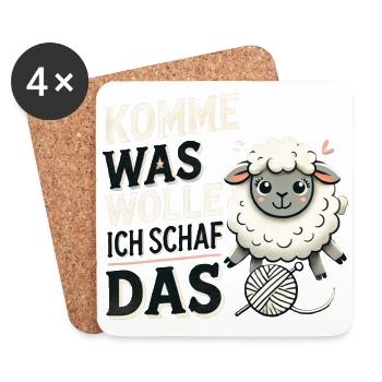 Komme was wolle ich Schaf das - Untersetzer (4er-Set) - Weiß - Vorne