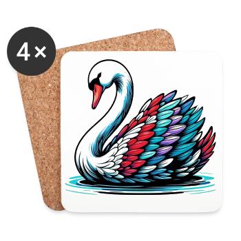 Cygne - Dessous de verre (lot de 4) - blanc - Devant