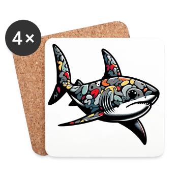 Requin - Dessous de verre (lot de 4) - blanc - Devant