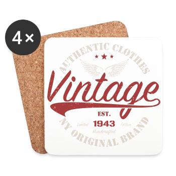 Vintage 1943 Birthday Gift 1943 Retro 1943 - Coasters (set of 4) - white - Front