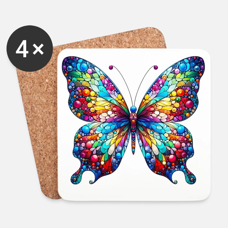 Schmetterling - Untersetzer (4er-Set) - Weiß