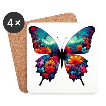 Schmetterling - Untersetzer (4er-Set) - Weiß - Vorne