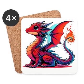 Drache - Untersetzer (4er-Set) - Weiß - Vorne
