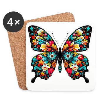 Papillon - Dessous de verre (lot de 4) - blanc - Devant