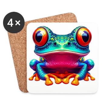 Grenouille - Dessous de verre (lot de 4) - blanc - Devant