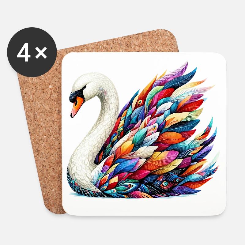 Schwan - Untersetzer (4er-Set) - Weiß