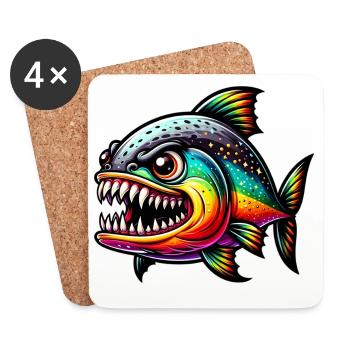 Piranha - Coasters (set of 4) - white - Front