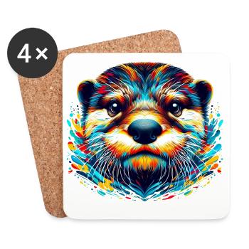 Otter - Untersetzer (4er-Set) - Weiß - Vorne