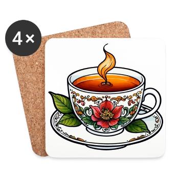 Teetasse Neo Traditional - Untersetzer (4er-Set) - Weiß - Vorne