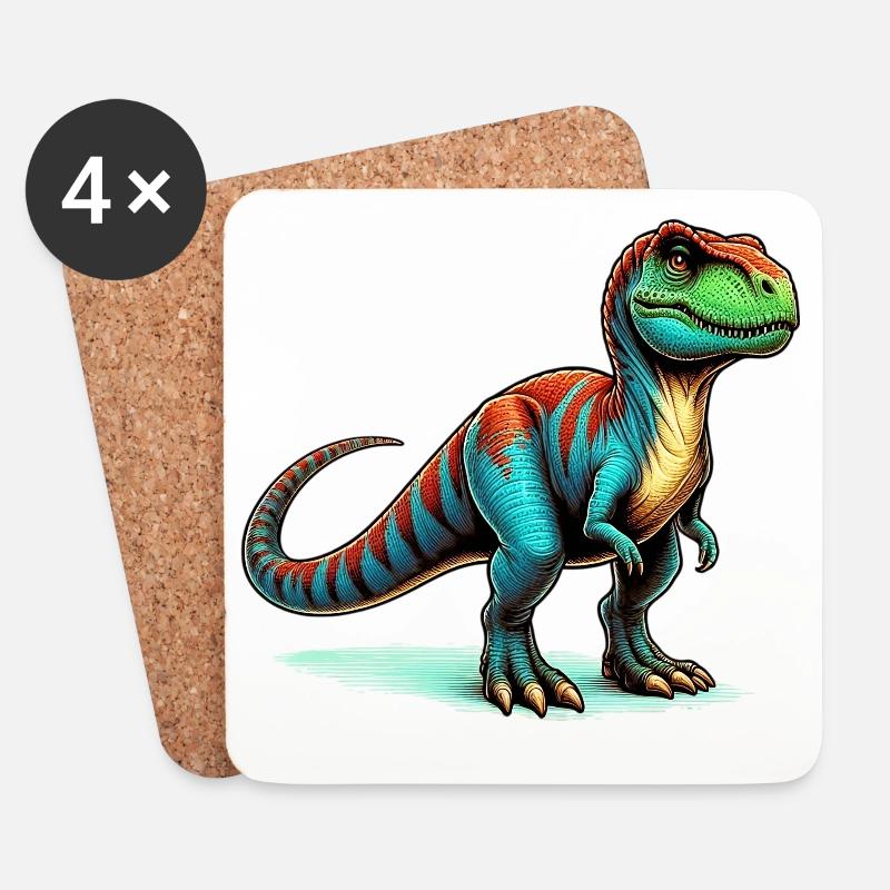 Dinosaurier - Untersetzer (4er-Set) - Weiß
