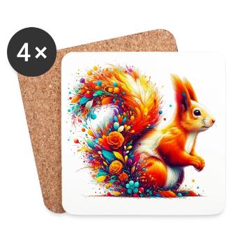 Squirrel - Coasters (set of 4) - white - Front