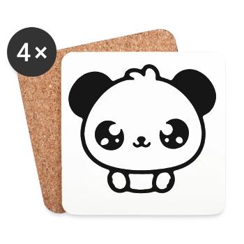 Cuddly Panda Head Illustration - Coasters (set of 4) - white - Front