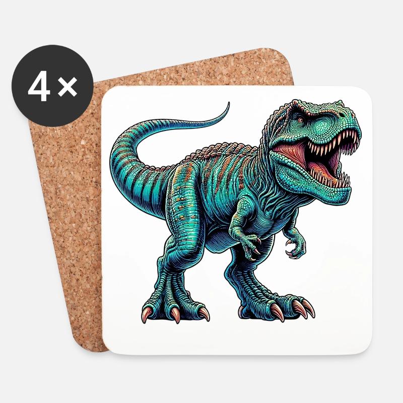 Dinosaurier - Untersetzer (4er-Set) - Weiß