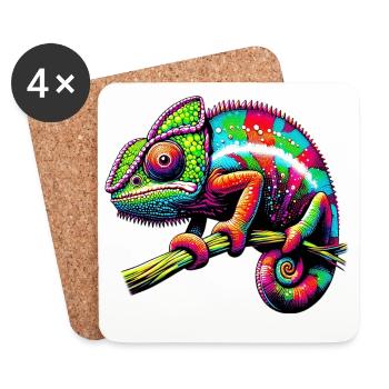 Caméléon - Dessous de verre (lot de 4) - blanc - Devant