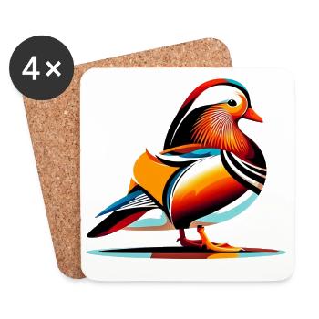 Canard mandarin - Dessous de verre (lot de 4) - blanc - Devant