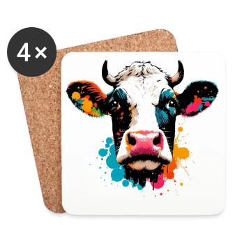 Vache - Dessous de verre (lot de 4) - blanc - Devant