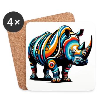 Rhinoceros - Coasters (set of 4) - white - Front